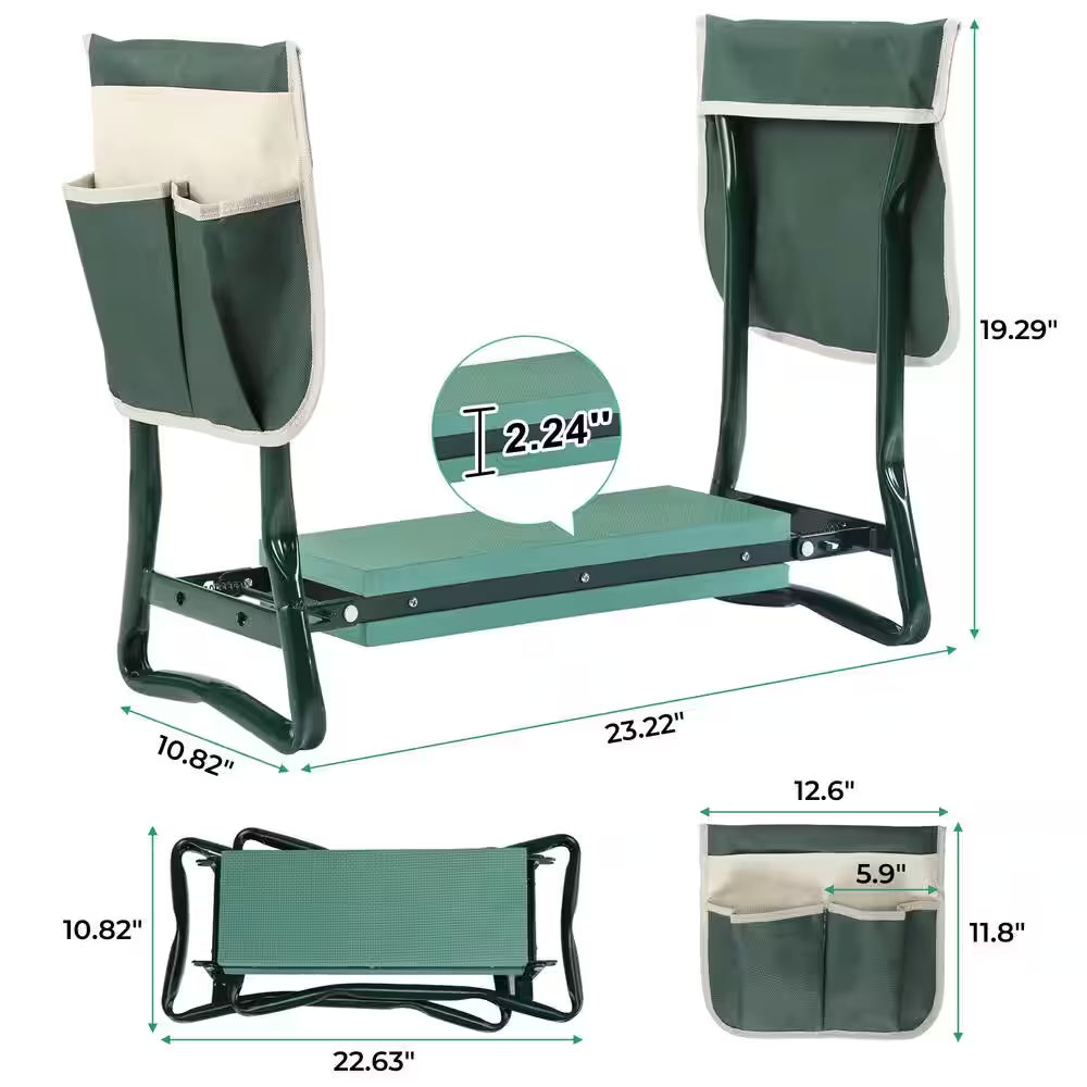 Garden Kneeler and Seat Bench with 2 Tool Pouches