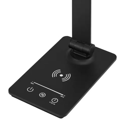 15 In. Black Wireless Charging Indoor Table Lamp with Plastic Shade