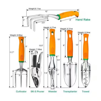 6 In. Garden Tool Set, Aluminum Hand Tool Kit Handle Trowel 12-Piece