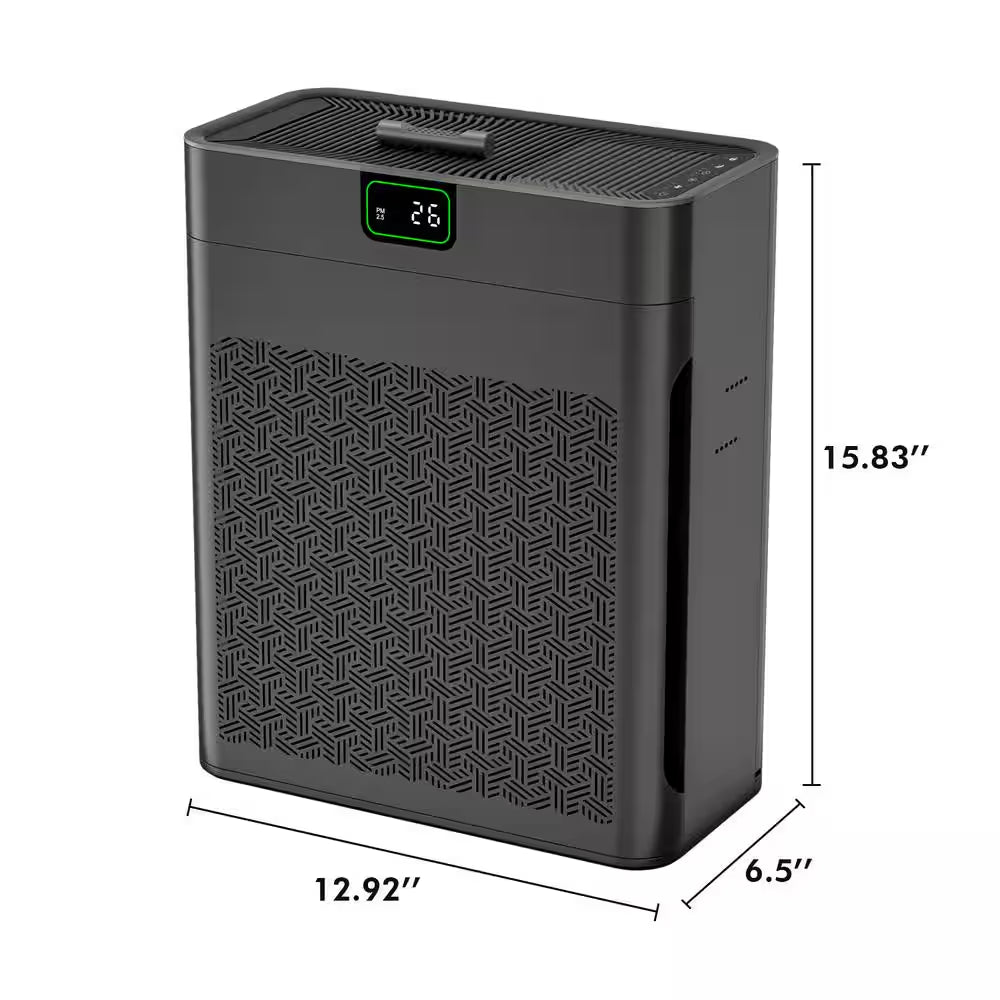 1100 Sq. Ft. H13 HEPA Console Air Purifier in Black, with PM2. 5 Sensor, 25 Db Sleep Mode, Activated Carbon, Ozone-Free